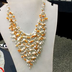 Crocheted Freshwater Pearl Neckalce